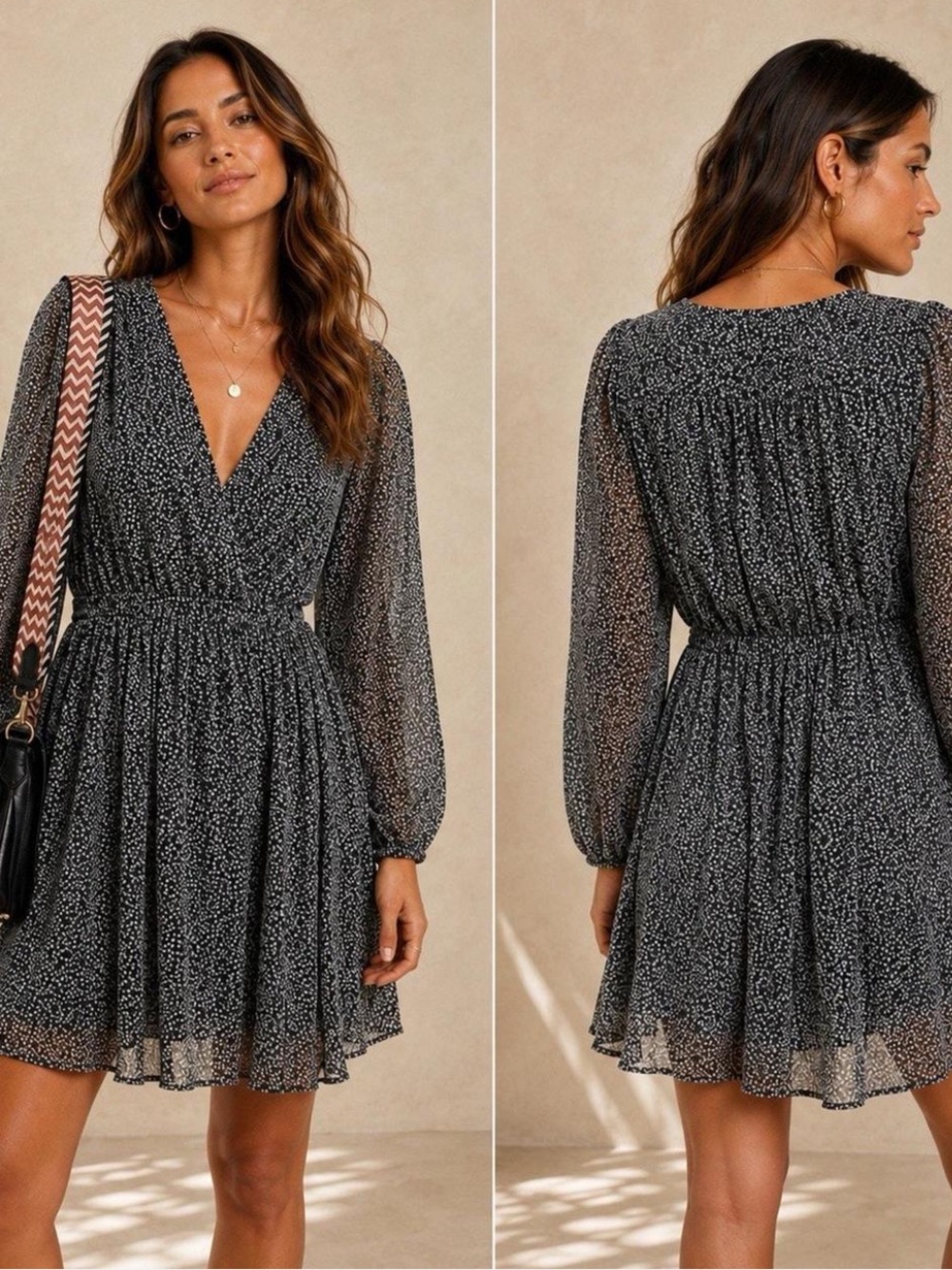 Anthropologie Maeve Animal Print V-Neck Dress Size X-Small